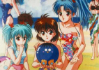 Yukina, Keiko and Botan in swimsuits (look at those cute Koenma and Puu dolls!)