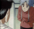 Botan looking at Yusuke with a puzzled expression on her face...