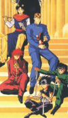 What in the world is Yusuke doing to Hiei in this pic?!