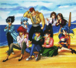 The gang by the beach...ooh! Look! Botan-chan's hugging Koenma!